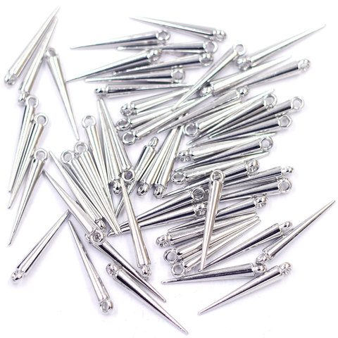 50Pcs Pendants Silver Tone Cone Acrylic Spike Tear Rivet Punk Studs and Spikes Earring Jewelry DIY Making Findings Charms 4x34mm ► Photo 1/5