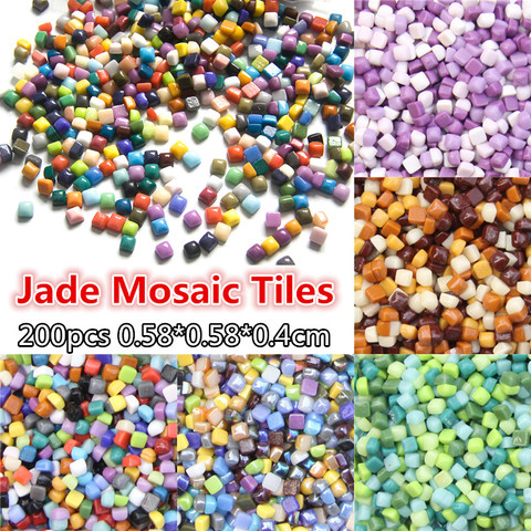 200pcs(65g) Glary Jade Mosaic Tiles 0.58cm Square Mosaic Stones DIY Craft Materials for Children/Kids Various Colors Optional ► Photo 1/5