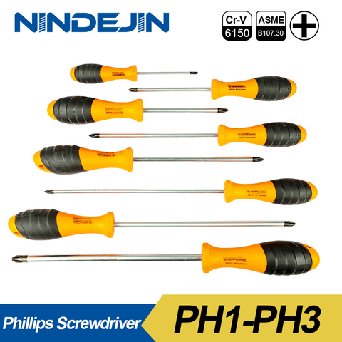 NINDEJIN 1pc electric magnetic screwdriver tools PH0 PH1 PH2 PH3 CR-V phillips screwdriver PP handle ► Photo 1/6