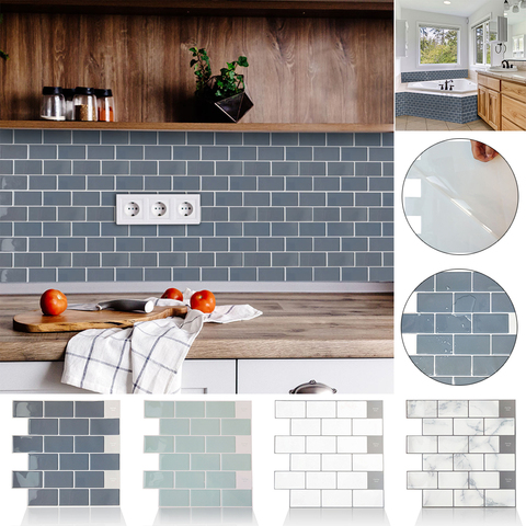 3D DIY Home Kitchen Sticker Decor 1/5/10 PCS Waterproof Block Shape Epoxy Resin Rubber Wall Self Adhesive Brick Art Wall Decals ► Photo 1/6