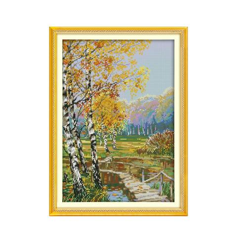 The birch forests of autumn cross stitch kit DIY hand embroidery handmade needlework cross-stitching DMC color Dreamfounder ► Photo 1/1