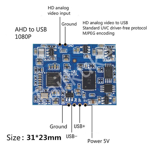 AHD to USB Module HD Analog Video Input Conversion USB Camera UVC Drive-free Stamp Hole 1080P ► Photo 1/3