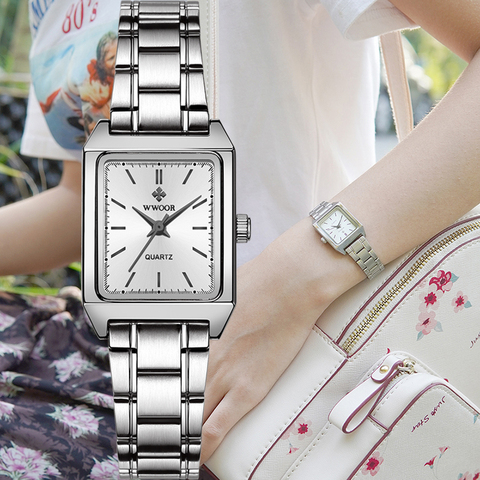 Montre Femme 2022 WWOOR Luxury Brand Womens Watches Fashion Rectangle Small Watch Woman Quartz Dress Ladies Bracelet Wrist Watch ► Photo 1/6