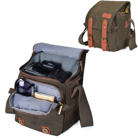 CADeN  Waterproof Camera Bag Retro Shoulder Cross-body Camera Bag Full-grain Leather DSLR Camera Bag Canvas Men's Bag ► Photo 1/6