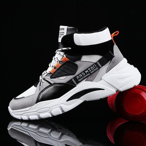 Hightop Summer Men's Sport Shoes Man Running Shoes Men Sports Shoes for Men High Top Sneakers Mens Tennis Shoe Walk Grey D-421 ► Photo 1/6