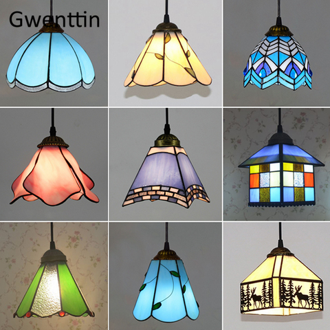 Tiffany Pendant Lights Mediterranean Loft Home Decor Creative Stained Glass Hanging Lamp Bedroom Dining Room Lighting Fixtures ► Photo 1/6