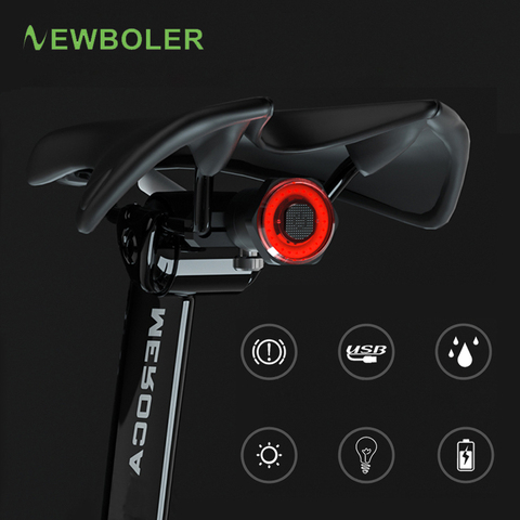 NEWBOLER Bicycle induction Taillight Auto-Start/Stop MTB Bike LED Light Waterproof Cycling Rear Lights USB Charge 24h Work Time ► Photo 1/6