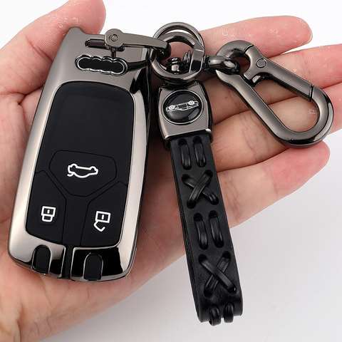 Leather High Quality Car Key Ring Case Holder Cover For Audi A4 Allroad B9 Q5 Q7 TT TTS 4M 8S 2016 2017 2022 Accessories ► Photo 1/6