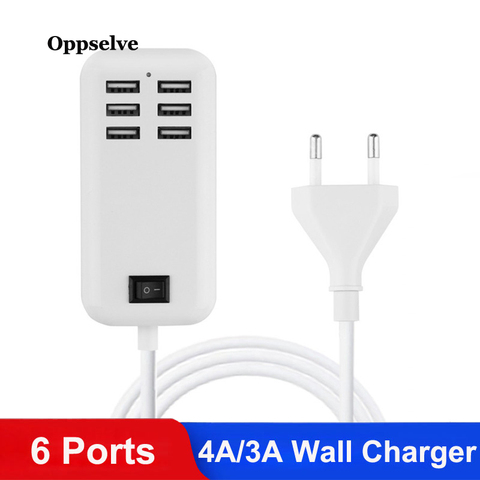 EU/US 4A/3A Plug Wall Dock Fast Charging Extension Power Adapter for iPhone 12 11 X Huawei Phone Tablet USB Charger HUB 6 Ports ► Photo 1/6