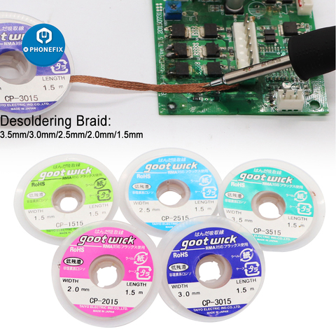 Desoldering Braid Solder Remover Wick 1.5-3.5mm 1.5M Wire Sucking Tin Absorption Line for Mobile Phone Repair Tool ► Photo 1/6