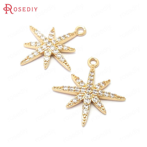 (39100)6PCS 24K Gold Color Brass and Zircon Star Charms Pendants High Quality Jewelry Making Supplies Diy Findings Accessories ► Photo 1/5