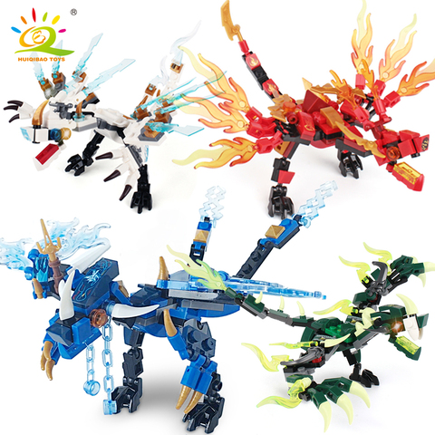 HUIQIBAO 1set Ninja Dragon Building Blocks Bricks Set Action KAI JAY ZANE Cole Figures City Educational Toys for Children Friend ► Photo 1/6