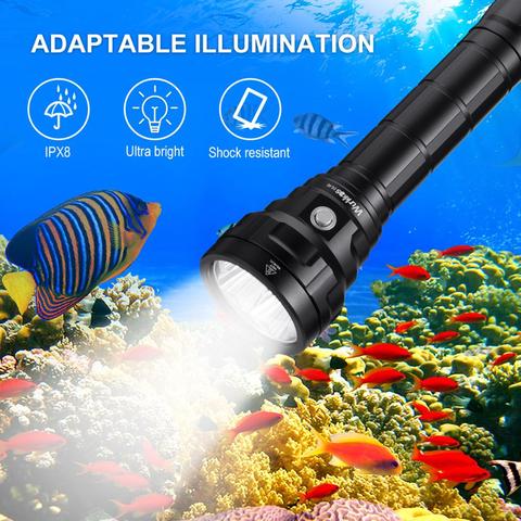 DL40 Powerful 5000lm Diving Light Bright Dive Flashlight with 4*LH351D 90CRI 26650 Underwater Torch Light 5000K ► Photo 1/5