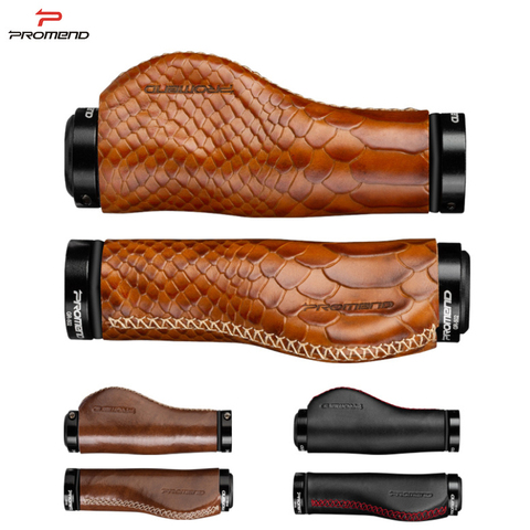 1 Pair Cattle Leather City Mountain Bike Scooter MTB Bicycle Handlebar Cover Handle Grips Cowhide Grip Non-Slip Aluminum Lock ► Photo 1/6