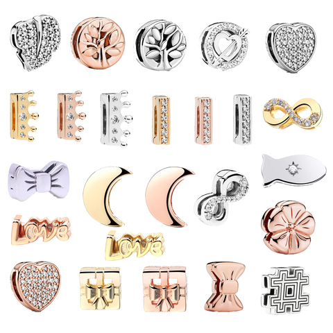 2022 New Original Silver colour Reflections Dazzling incessant Clip Stopper Charms Beads Fit Pandora Bracelet DIY Women ► Photo 1/3