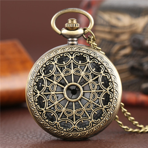 Hot Sale Vintage Bronze Web Spider Antique Clock Necklace Chain Pendant Watch Medical Nursing P01 ► Photo 1/6
