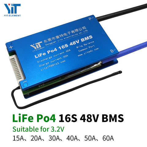 16S 48V 3.2V lithium battery protection board temperature equalization overcurrent protection BMS PCB 15A 20A 30A 40A 50A 60A ► Photo 1/6