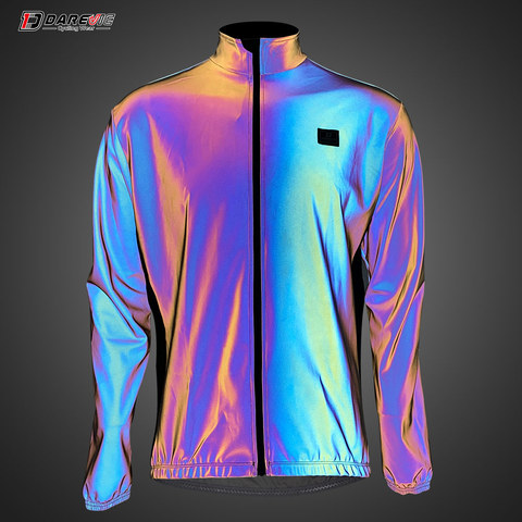 Darevie Cycling Jacket Cool Rainbow Colorful Windproof Cycling Jacket Waterproof High Reflective Bike Jacket Men Women Winter ► Photo 1/6