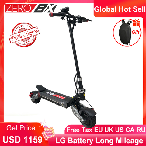 Newest Zero 8X Mini electric scooter dual motor 52V1600W off-road 55km/h Wide wheel scooter Folding handle double charger ► Photo 1/6