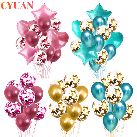 14/20pcs Multi Confetti Heart Star Foil Balloon Baby Shower Happy Birthday Party Helium Ballons Wedding Anniversary Decor Globos ► Photo 1/6