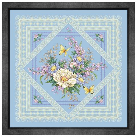 Flowers And Lace  cross stitch kit simple pattern 14ct 11ct sky blue fabric cotton silk embroidery DIY handmade wall big picture ► Photo 1/5