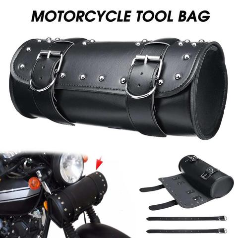 Universal Black Motorcycle Tool Bag Front Fork Handlebar Saddlebag Roll Barrel Racing Tail Barrel Storage ► Photo 1/6