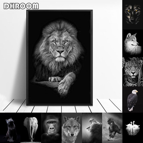 Animal Canvas Painting Wall Art Lion Elephant Horse Posters and Prints Wall Pictures for Living Room Decoration Home Decor ► Photo 1/6