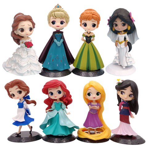 Buy Online Disney Qposket Fairy Princess Ariel Elsa Anna Mulan Belle 14cm Pvc Action Figure Toy Decoration For Kids Birthday Christmas Gift Alitools