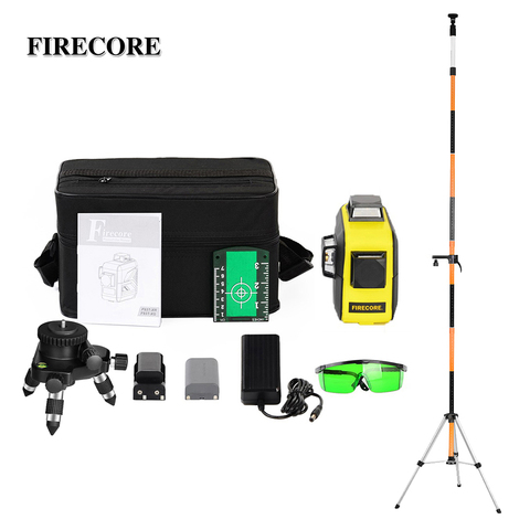 FIRECORE 12Lines 3D 360 F93T-XG Green Laser Level Self-leveling 360 Laser Level +1.56M Tripod/3.36M/3.7M/4M Rod ► Photo 1/5