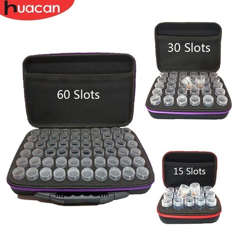 HUACAN Diamond Painting Accessories Diamond Embroidery Bead Storage Bottle Multi-function Handbag 15/30/60 Slots Tools Kits ► Photo 1/6