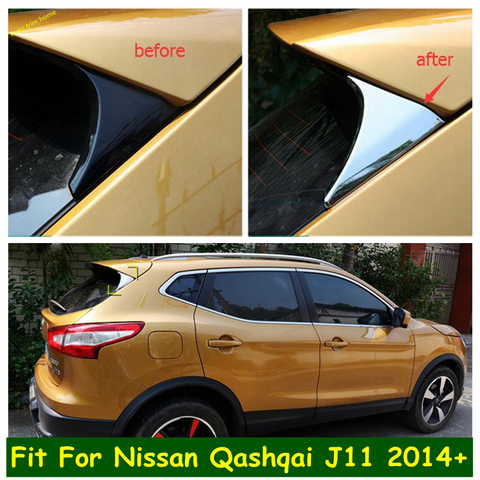 Lapetus ABS Exterior Chrome Rear Triangle Spoiler Wing Cover Trim Kit For Nissan Qashqai J11 2014 2015 2016 2017 2022 ► Photo 1/6