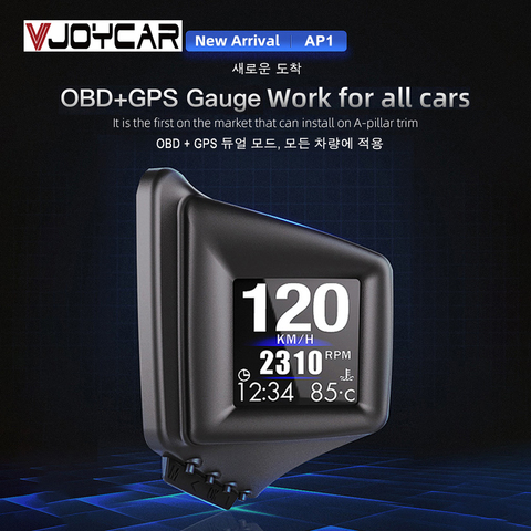 China New HUD GADGET OBD2+GPS HUD On-board Computer A-pillar trim Install RPM Turbo Pressure Oil & Water Temp. GPS Speedometer ► Photo 1/6