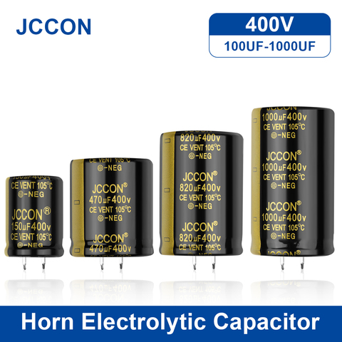 JCCON 2Pcs 400V Horn Electrolytic Capacitor 100UF 150UF 330UF 470UF Volume Welding Full-Voltage For Audio Hifi Amplifier 105℃ ► Photo 1/6