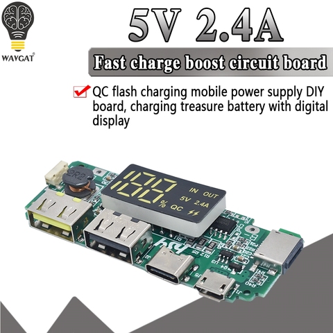 Dual USB 5V 2.4A Micro/Type-C LED USB Mobile Power Bank 18650 Charging Module Lithium Battery Charger Board Circuit Protection ► Photo 1/6