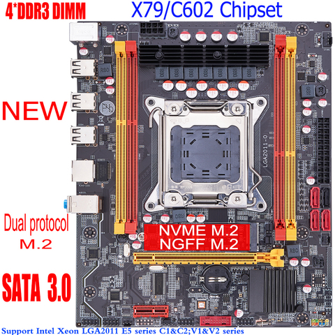 QIYIDA X79 motherboard LGA 2011 USB2.0 SATA3 Dual protocol m.2 support REG ECC memory and Xeon E5 processor DDR3 x79 6M ► Photo 1/5