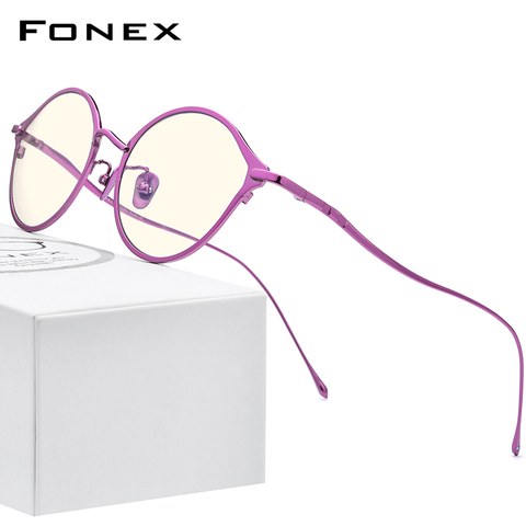 FONEX Pure Titanium Anti Blue Light Blocking Glasses for Women Retro Round Men 2022 New Vintage Anti-Blue Rays Eyeglasses FAB012 ► Photo 1/6