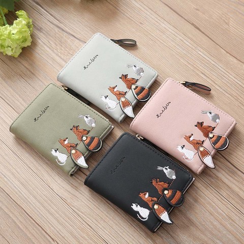 2022 Vintage Wallets Cartoon Animal Fox Candy Colored Girls Coin Bags Women Key Wallets Children Cute Cartoon Mini Coin Purse ► Photo 1/6