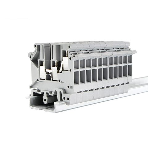 Din Rail Terminal Blocks 10Pcs UK-5-TWIN One In Two Out Multi Conductor UK5 3 Conductors Screw Connection Wire Conductor ► Photo 1/6