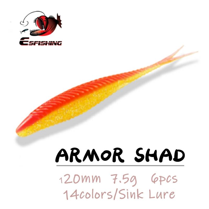 ESFISHING Armor Shad 6pcs 120mm 7.5g Fishing Bait Minnow Lures Soft Bait Iscas Pesca Sea Lures Carp Bait Edible ► Photo 1/6