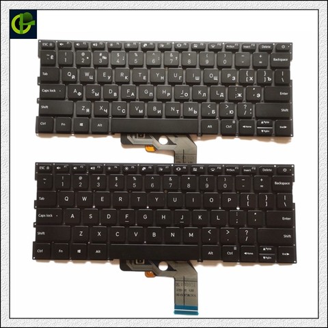 English/ Russian Backlit New Keyboard for Xiaomi MI Air 13.3 inch 9Z.ND7BW.001 MK10000005761 490.09U07.0D01 notebook RU US black ► Photo 1/3