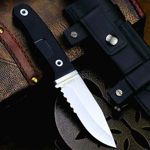 ABS black handle 440 High hardness Sanding outdoor tactical straight Knife North American jungle Hunting knife ► Photo 1/6