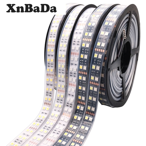 5M Double Row 5050 RGB LED Strip Waterproof  Black White PCB RGBW RGBWW LED Light  DC 12V/24V IP30/IP67 120LEDs/m ► Photo 1/6