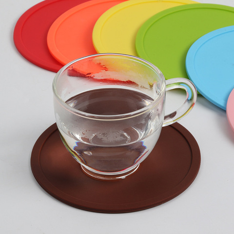 3.9 inch Colorful Silicone Coasters Heat Resistant Tea Cup Mat Lots Drink Coffee Mug Glass Beverage Holder Pad 13 Colors ► Photo 1/6