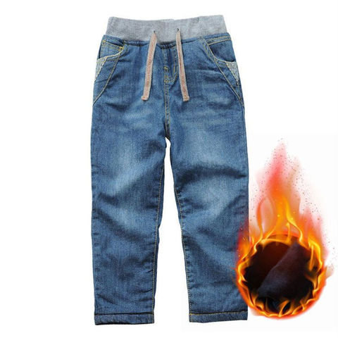 Kids Winter Jeans Pants Plus Velvet Children Thicken Warm Denim Trousers For Boys 3-14 Years Wear TX278 ► Photo 1/6