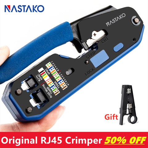 NASTAKO RJ45 Tool rj45 Crimping Tool Network Crimper Stripper Cutter Ethernet Cable Fit RJ45 Cat6 Cat5e Cat5 RJ11 RJ12 Connector ► Photo 1/6