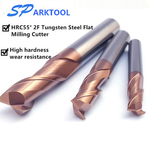 HRC55 Carbide end mill Alloy Coating Tungsten Steel Cutting Tool  1 2 4 5 6 8 10 mm 2Flutes Milling Cutter  CNC maching End mill ► Photo 1/6