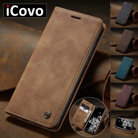 Matte Leather Flip Cover for Samsung A71 A51 A70 A50 A40 A30 A20 A10 Wallet Case S20 Ultra Note 10 Plus 9 8 S10 5G S10e S9 S8 S7 ► Photo 1/6