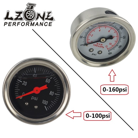 LZONE - Fuel Pressure Gauge Liquid 0-100 psi / 0-160psi Oil Pressure Gauge Fuel Gauge Black / white Face JR-OG33 ► Photo 1/6