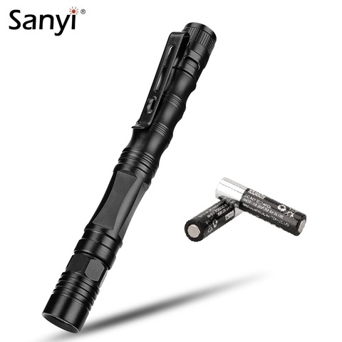 1 Switch Mode Mini Flashlight Portable Small Penholder Torch LED Night Walking Lighting Car Maintenance Work Light Use 2*AAA ► Photo 1/6