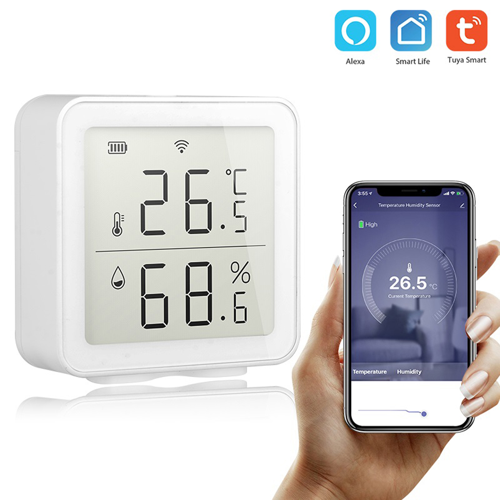 Tuya WiFi Temperature and Humidity Sensor Thermometer for Home Automation  for Smart Home Work For Alexa Google Home - AliExpress